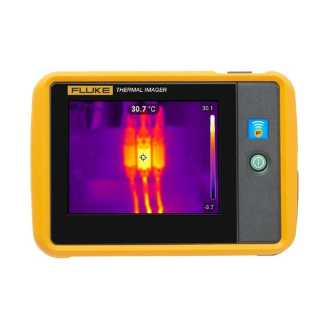 Fluke PTi120 pocket thermal imaging camera front view with touchscreen