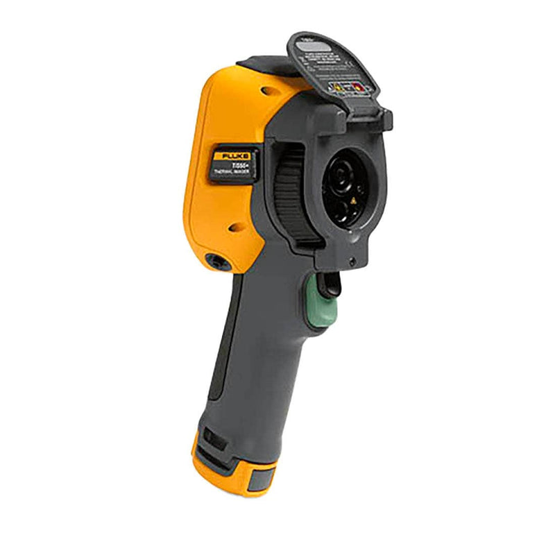 Fluke TiS55+ thermal imaging camera held in hand during an inspection