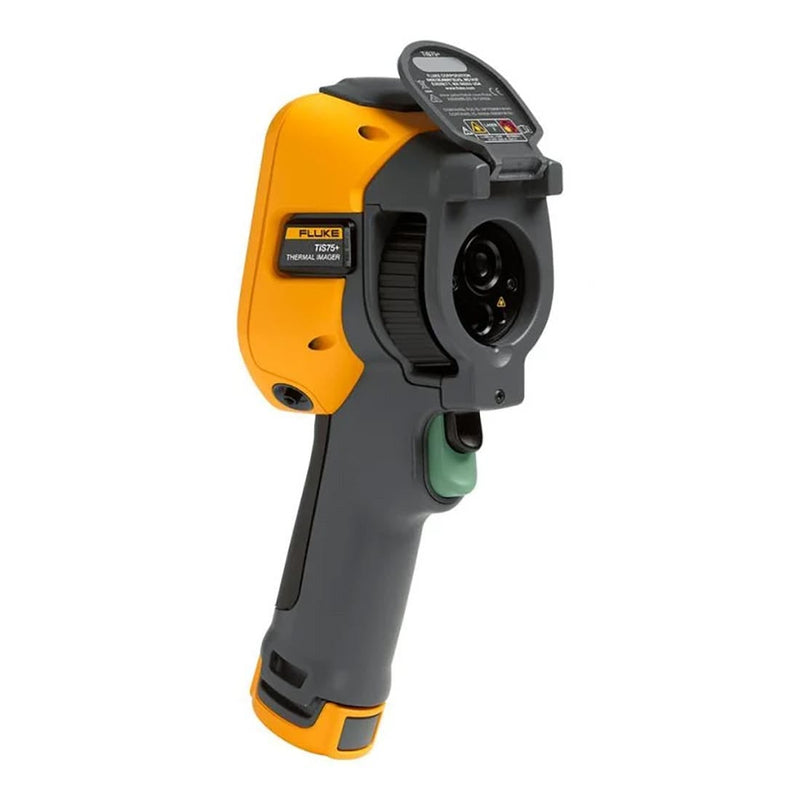 Fluke TiS75+ thermal imaging camera held in hand during an inspection