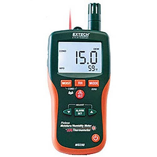 Extech MO290-NISTL pinless moisture psychrometer and infrared thermometer with limited NIST calibration