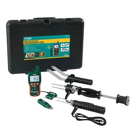 Extech MO290-RK water restoration kit with MO290 pinless moisture psychrometer and RHT10 USB humidity datalogger