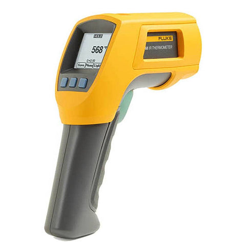 Fluke 568 infrared and contact thermometer front view with display
